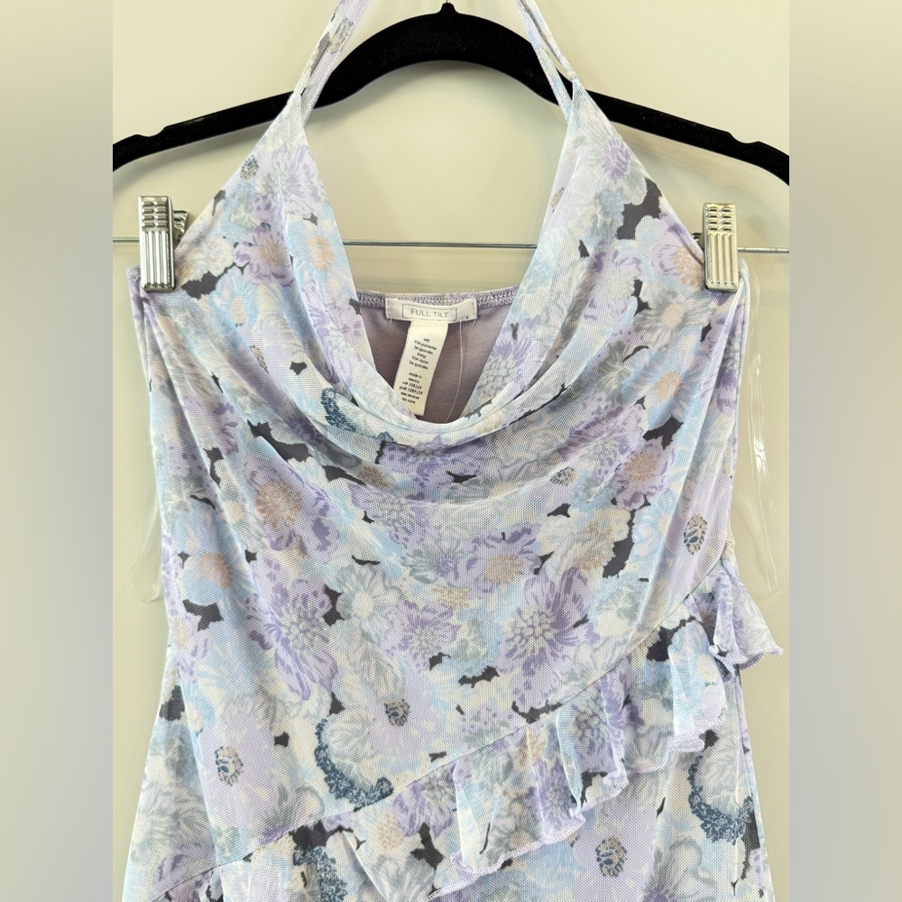 NWT Full Tilt Waterfall Mesh Printed Womens Slip Dress - Picture 7 of 14
